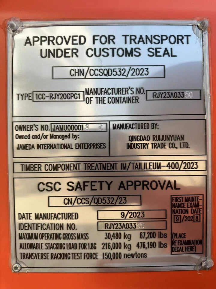 CONTAINER PER SPEDIZIONE DA 20 PIEDI - NUOVO