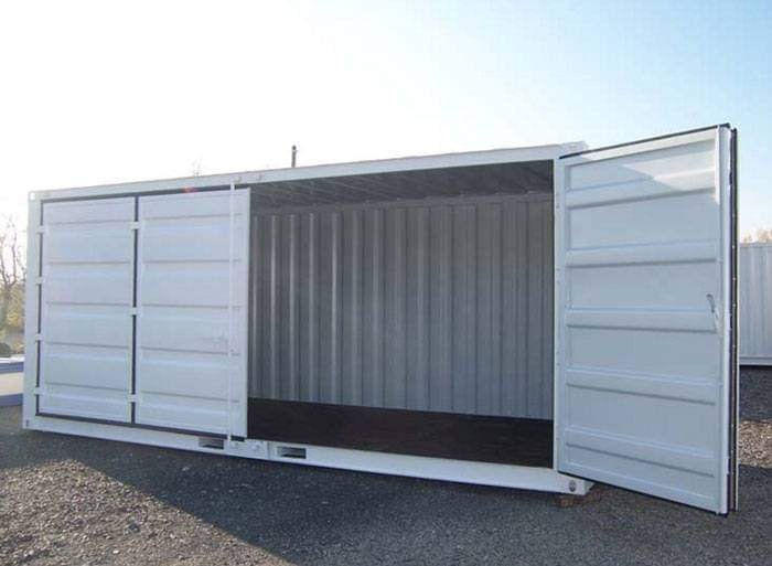 Contenitore bianco con accesso laterale aperto da 20 piedi