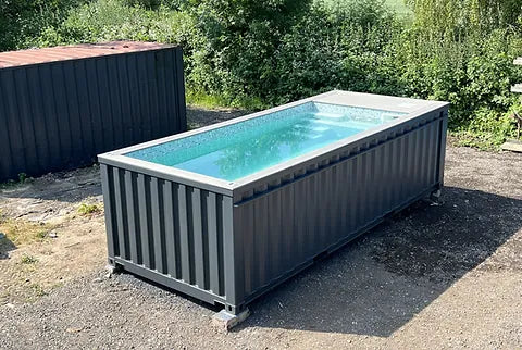 PISCINA CONTAINER DA 20 PIEDI GRIGIO ANTRACITE CON GETTO PER IL NUOTO