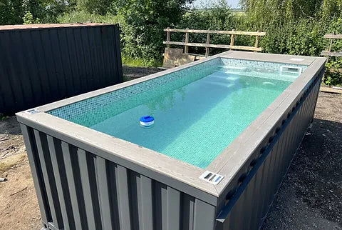 PISCINA CONTAINER DA 20 PIEDI GRIGIO ANTRACITE CON GETTO PER IL NUOTO