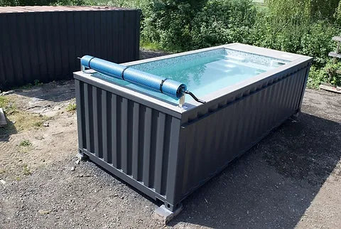 PISCINA CONTAINER DA 20 PIEDI GRIGIO ANTRACITE CON GETTO PER IL NUOTO