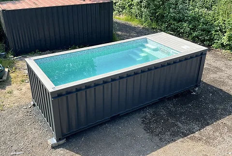 PISCINA CONTAINER DA 20 PIEDI GRIGIO ANTRACITE CON GETTO PER IL NUOTO